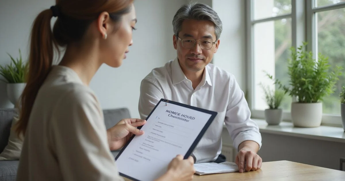Cleaner walking through a quote with a Klang Valley homeowner