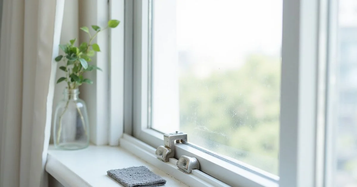 Detailed window track cleaning after renovation