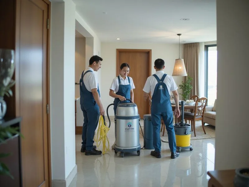 Cuci Pro Cleaning Services team in uniform ready for residential cleaning in Kuala Lumpur